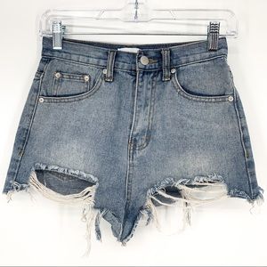 Superdown High Rise Distressed Denim Shorts Size 25